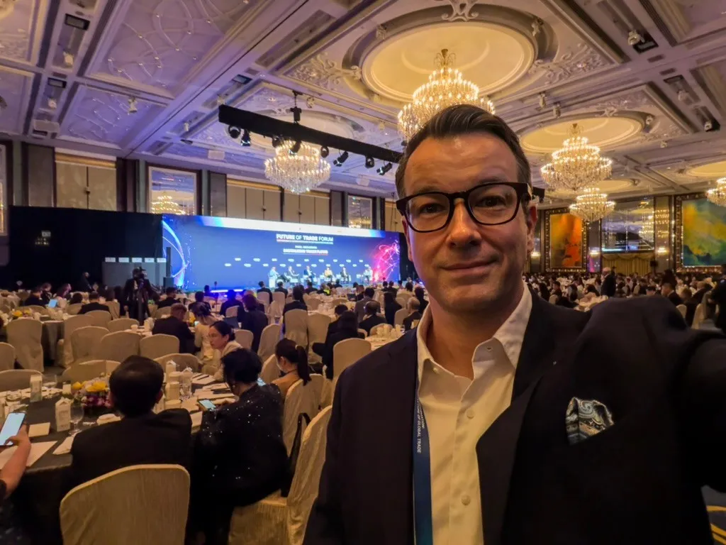 David Stepat, Managing Director of Meridium, in the forum ballroom with the main stage behind him