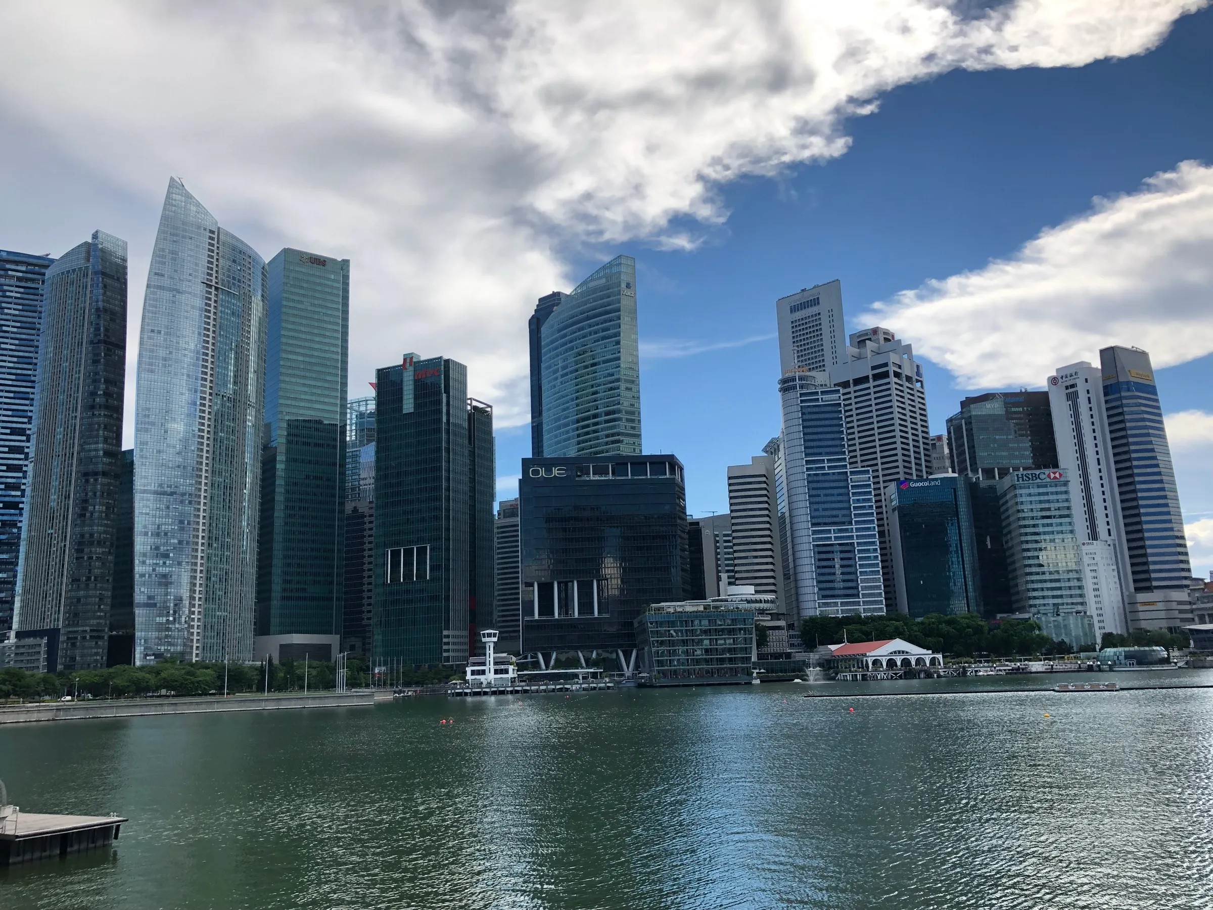 Singapore central business district seen across the water on a clear day